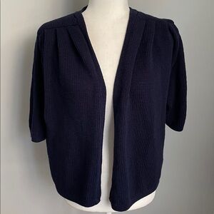 Vintage St. John by Marie Gray Blue Knit Open Front Cardigan Sweater